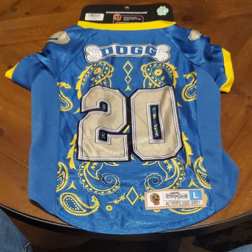 Snoop Doggie Doggs Deluxe Blue and Yellow Pet Jersey